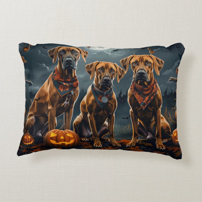 Cojín Decorativo Ridgeback Rhodesiano Halloween Spooky (Reverso)