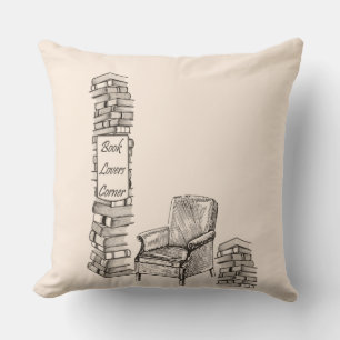 Cojín Decorativo Rincón de Amantes de los Libros en Lino