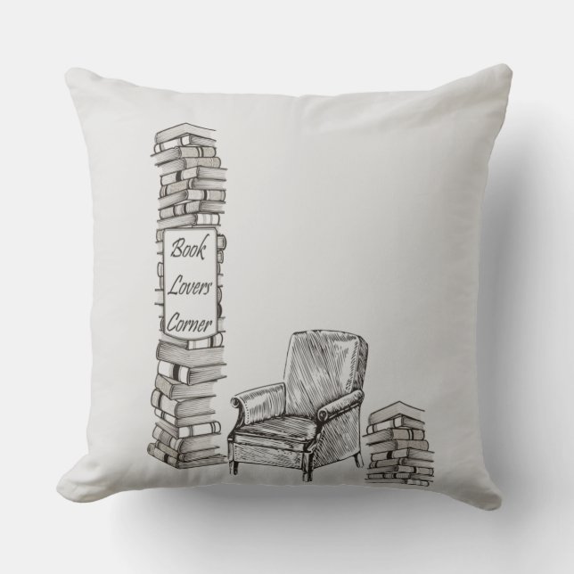 Cojín Decorativo Rincón de los amantes del libro (Anverso)