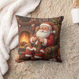Cojín Decorativo Rincón de punto acogedor de Santa personalizado