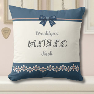 Cojín Decorativo Rincón Musical Elegante Floral Azul