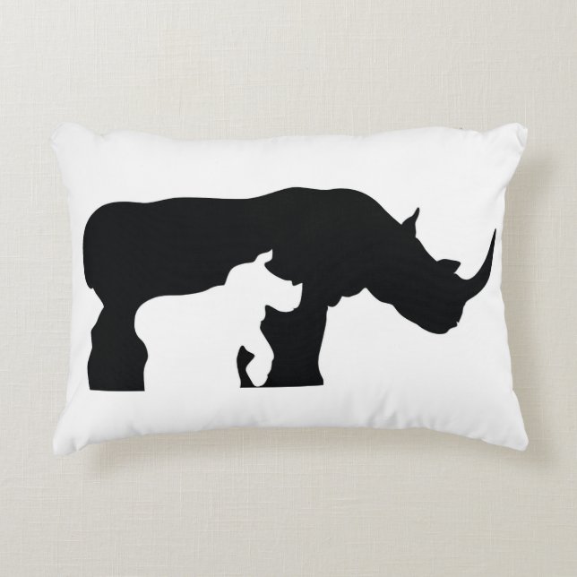 Cojín Decorativo Rinoceronte blanco y negro (Anverso)