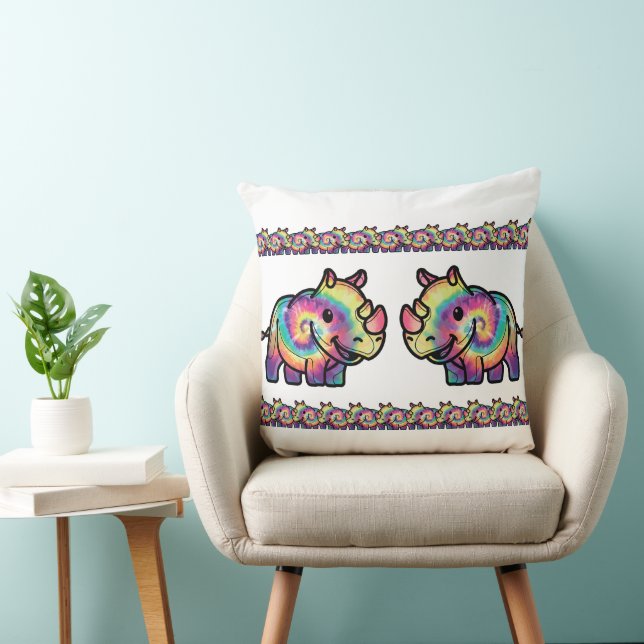 Cojín Decorativo Rinoceronte Tie-Dye (Silla)