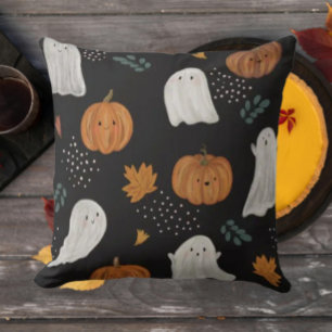 Cojín Decorativo Riñonera de Fantasma y Calabaza Espeluznantemente 