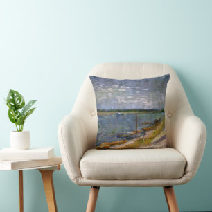 Cojín Decorativo Río con botes de remo por Vincent van Gogh