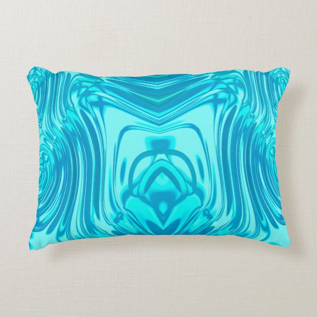 Cojín Decorativo ~ RIPPLES AZULES ~ Diseño fractal ~ (Anverso)