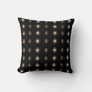Cojín Decorativo Ritmo Dorado – Diamante Geométrico Negro y Dorado