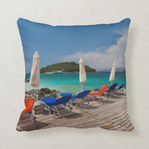 Cojín Decorativo Riviera albanesa, Ksamil, ciudad frente a la playa