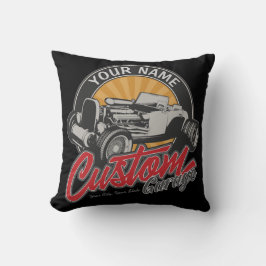 Cojín Decorativo Roadster Personalizado retro de Hot Rod Garage per
