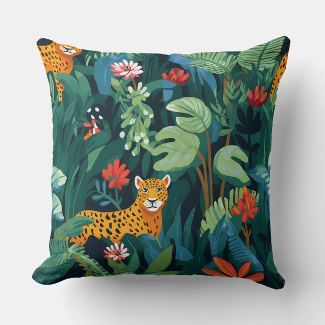 Cojín Decorativo Roar y explorar el bosque tropical botánico (Anverso)
