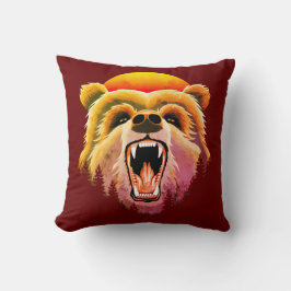 Cojín Decorativo Roaring Grizzly Bear Face