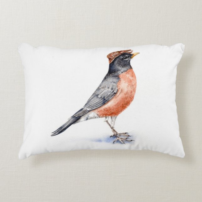 Cojín Decorativo Robin Bird en Gorra (Anverso)
