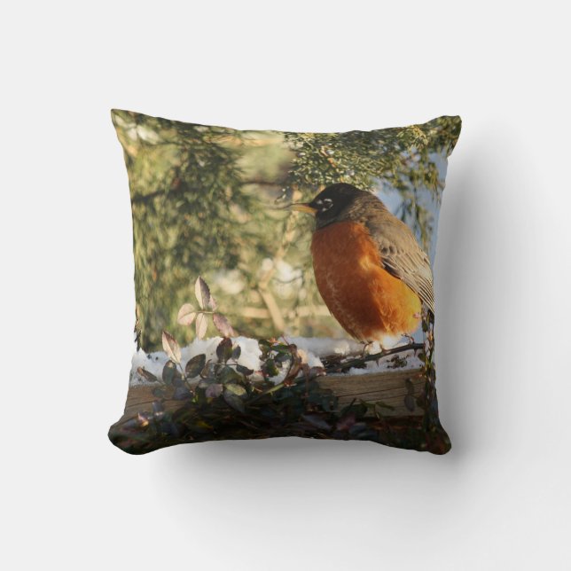 Cojín Decorativo Robin Bird Rojo (Anverso)
