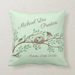 Cojín Decorativo Robin Birds Nest Eggs Spring Baby Shower