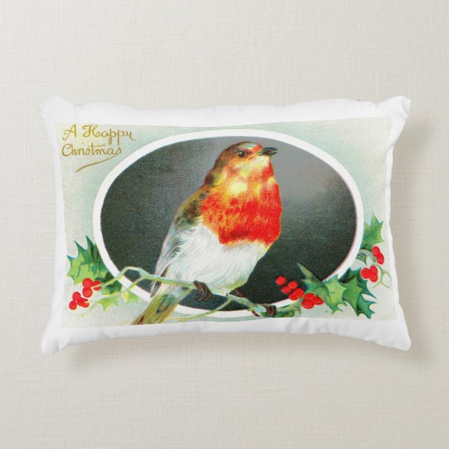 Cojín Decorativo Robin dice Feliz Navidad (Anverso)