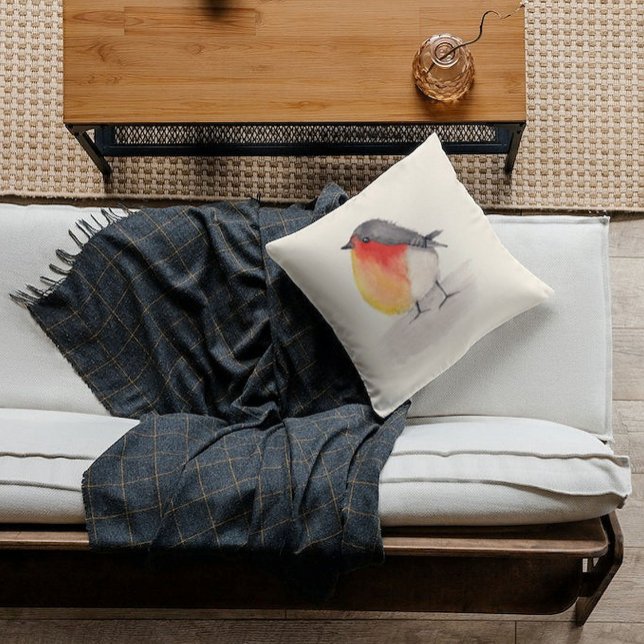 Cojín Decorativo Robin Pillow de acuarela (Subido por el creador)