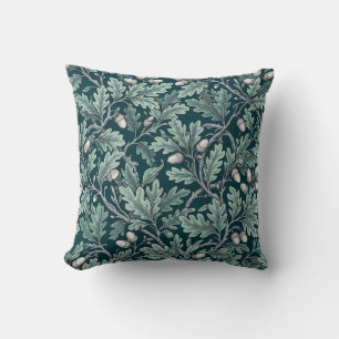 Cojín Decorativo Roble Teal Antiguo Bellotas Botánico Teal