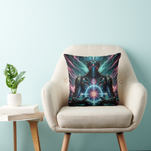 Cojín Decorativo Robot Futurista Núcleo Cósmico Ciberpunk