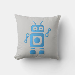 Cojín Decorativo Robot retro azul