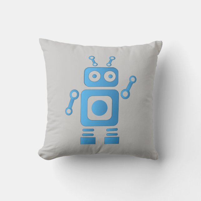 Cojín Decorativo Robot retro azul (Anverso)