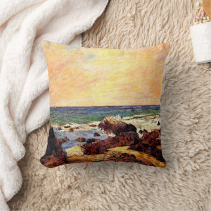 Cojín Decorativo Rocas y Mar por Paul Gauguin,