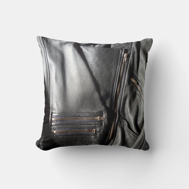 Cojín Decorativo Rock Chick Black Biker Jacket Photo (Anverso)