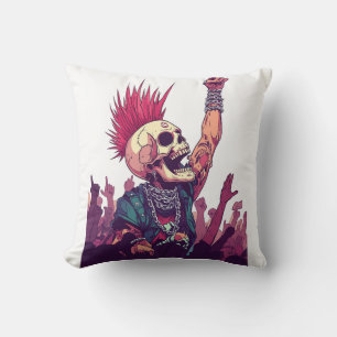 Cojín Decorativo Rock N� Cr�neo � Divertido Concierto de Esqueleto 