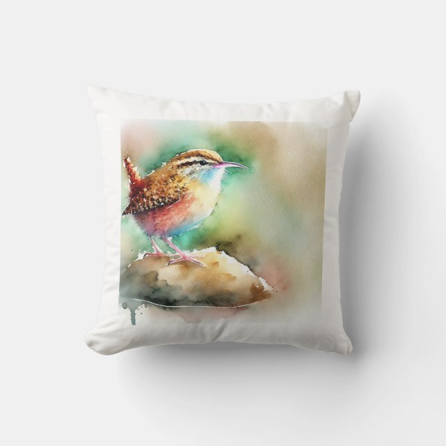 Cojín Decorativo Rock Wren 100924AREF109 - Watercolor (Anverso)
