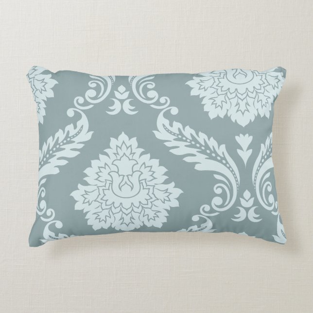 Cojín Decorativo Rococo Damask Art I Duck Egg Blue+Teal (Anverso)