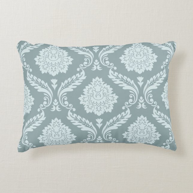 Cojín Decorativo Rococo Damask Big Pattern Duck Egg Blue+Teal (Anverso)