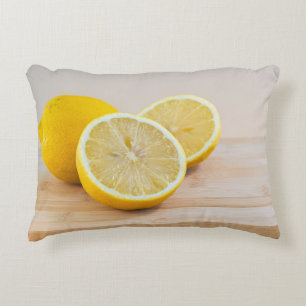 Cojín Decorativo Rodajas de limón amarillo Fotografía de alimentos 