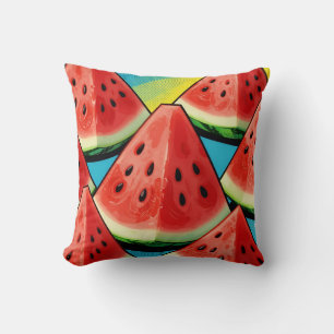 Cojín Decorativo Rodajas de Sandía Vibrante Arte Pop