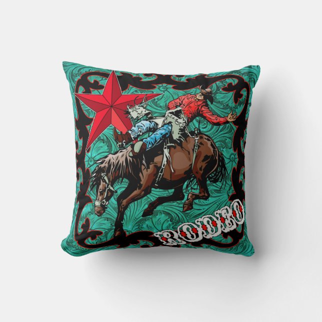 Cojín decorativo Rodeo Cowboy Bareback Bronc Rider (Anverso)
