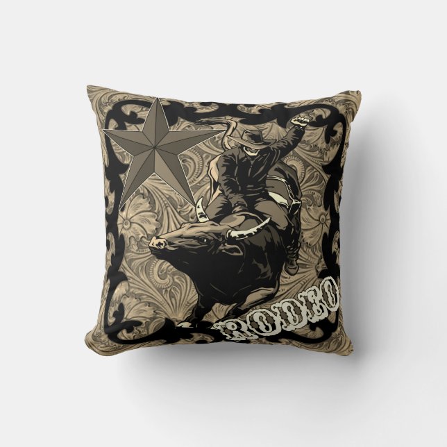 Cojín decorativo Rodeo Cowboy Bull Riding (Anverso)