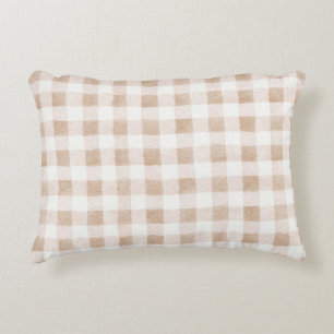 Cojín Decorativo Rojas Cuadros de Crema Beige