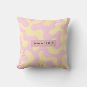 Cojín Decorativo Rojizo Personalizado Rosa y Amarillo Pastel Abstra