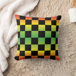 Cojín Decorativo Rojo Amarillo Verde Rasta Ombre Checkerboard