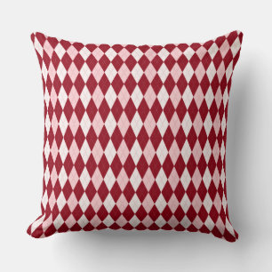 Cojín Decorativo Rojo Argyle Crimson Forma de Diamante Pequeño Rosa