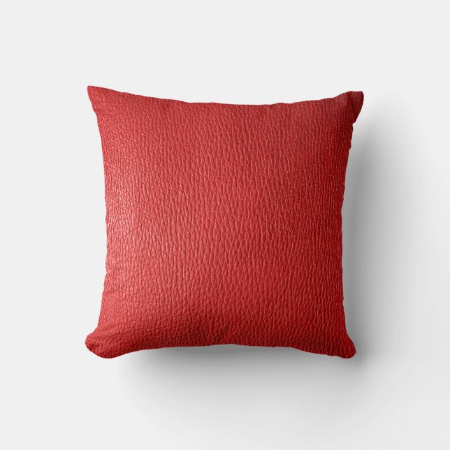 Cojín Decorativo Rojo, aspecto de cuero natural (Anverso)