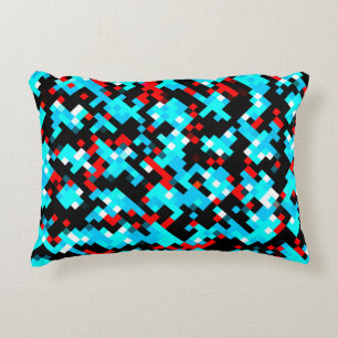 Cojín Decorativo Rojo azul negro abstracto plasmado