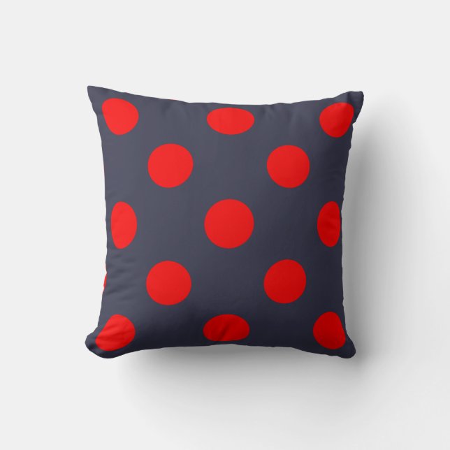 Cojín Decorativo Rojo azul Polka Tejido de puntos (Anverso)