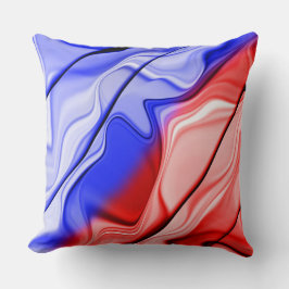 COJÍN DECORATIVO ROJO BLANCO AZUL ABSTRACTO LÍQUIDO