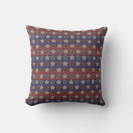 Cojín Decorativo Rojo Blanco Azul Estrellas Vintage