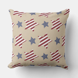 COJÍN DECORATIVO ROJO BLANCO AZUL ESTRELLAS Y BARRAS PATRIÓTICO