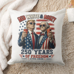 Cojín Decorativo Rojo Blanco Borracho Trump George Washington 250