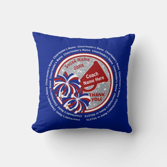 Cojín Decorativo Rojo, blanco, presentes personalizados azul del (Anverso)