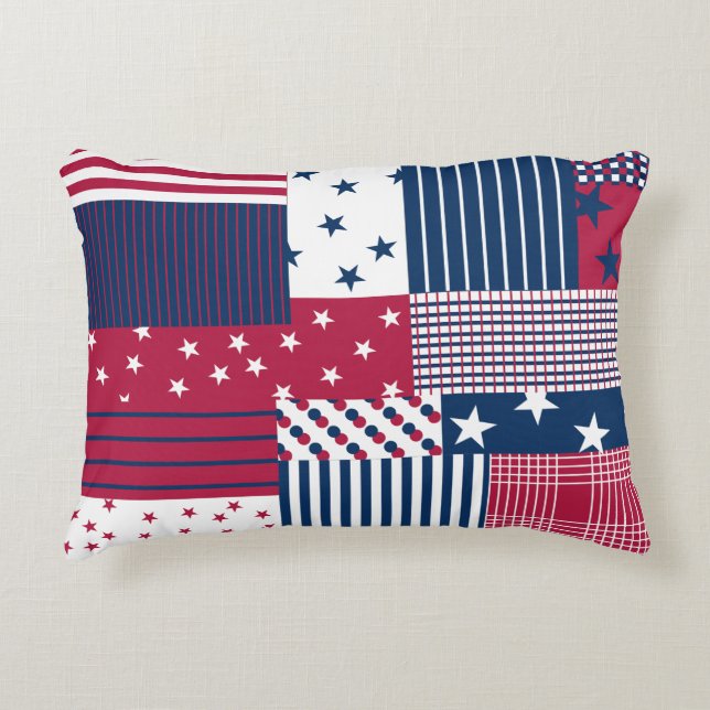 Cojín Decorativo Rojo, blanco y azul (Anverso)