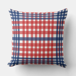 Cojín Decorativo Rojo blanco y azul Gingham Plaid