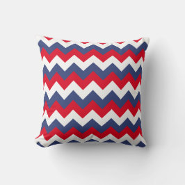 Cojín Decorativo Rojo Blanco y Azul Zigzag