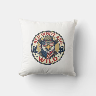 Cojín Decorativo Rojo Blanco Y Salvaje Patriótico Patriótico Animal